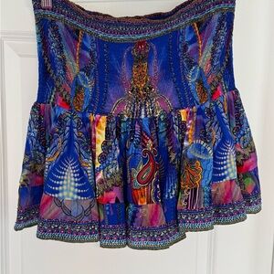 Camilla Resort Wear Blue and Red Bubble Mini Skirt